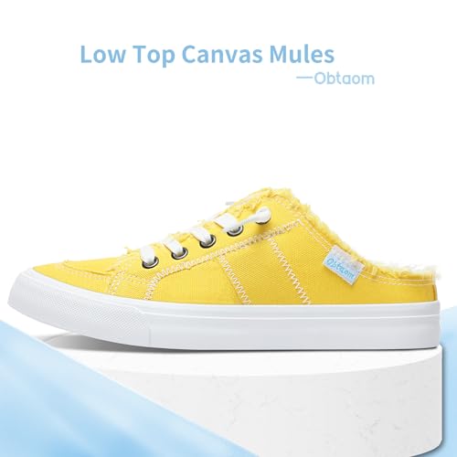 Image of Obtaom Women Canvas Mules Memory Foam Clipper Fashion Sneakers Comfortable Slip-On Mule Backless Holiday Shoes