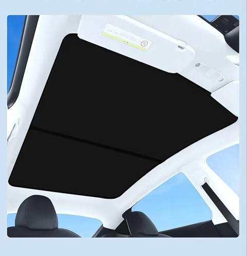 Sequin XQT Tesla Model y/3 - Pantalla de techo de cristal especial con aislamiento térmico, doble protección UV, juego de 2 piezas con bolsa de almacenamiento (negro, modelo Y)