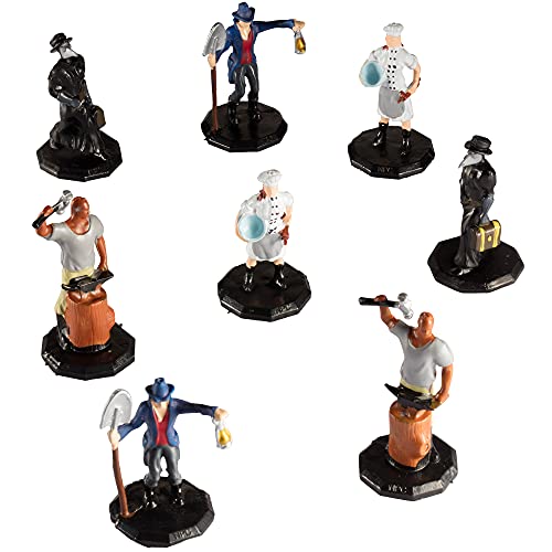 Monster Protectors Townsfolk Mini Fantasy Figures - Tradesmen - 8pc Hand-Painted Non Player Character NPC Miniatures - 1\" Hex-Sized Compatible with DND Dungeons Dragons Tabletop Games