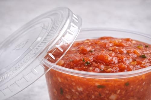 Image of 2 oz Clear Plastic Souffle Cups, BPA Free Portion Cups With Lids, 100 Sets | Perfect for sauces, dressings, condiments, samples, snacks and portion control applications