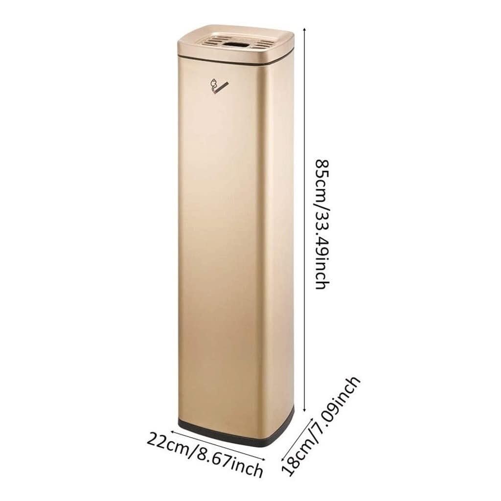 Stainless Steel Trash Can with Removable Ashtray, Vertical Cigarette Disposal Bin