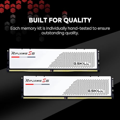 Image of G.SKILL Ripjaws S5 Series DDR5 RAM (Intel XMP 3.0) 32GB (2x16GB) 6000MT /s CL30-40-40-96 1.35V Desktop Computer Memory U-DIMM - Matte White (F5-6000J3040F16GA2-RS5W)