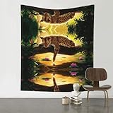 QAZWZML Wandteppich, Motiv: Tiere, Tiger, 152,4 x 129,5 cm, gemustert, dekorativer Wandbehang, kann als Wanddekoration, Picknickdecke oder Teppich verwendet werden.