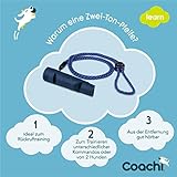 Coachi Doppelton-Pfeife, Training von 2 Hunden, verschiedene Kommandos üben, robustes Material, verstellbares reflektierendes Trageband, Rückruftraining, leicht & kompakt, Hunde- und Welpentraining