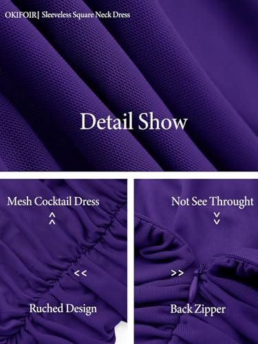 Image of Women's Sexy Midi Cocktail Homecoming Party Dress | Lined, Mesh, Ruffle Hem, Bodycon, Square Neck