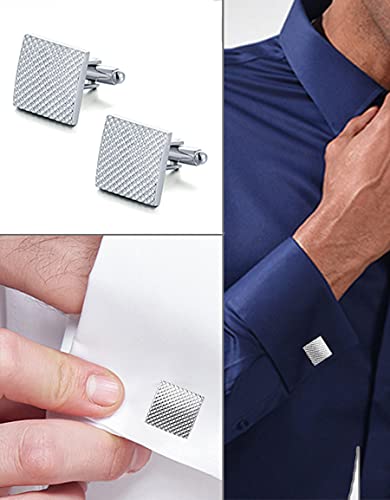 Ofeiyaa 6 Pairs Cufflinks Classic Striped Square Rectangle Cufflinks Set For Men #TOP3