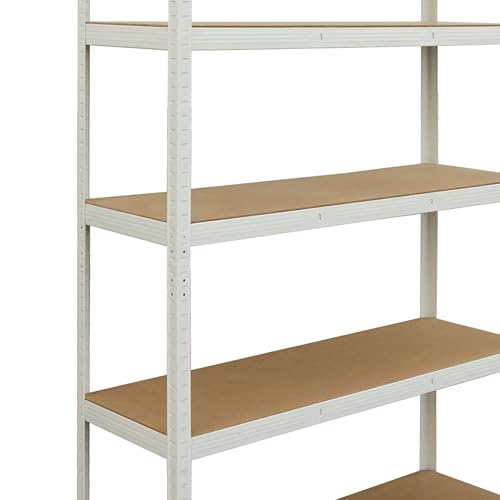 Relaxdays Estantería para Cargas Pesadas, 875 kg, 5 baldas, Madera, 50x120x200 cm, Blanco/marrón - imagen 6