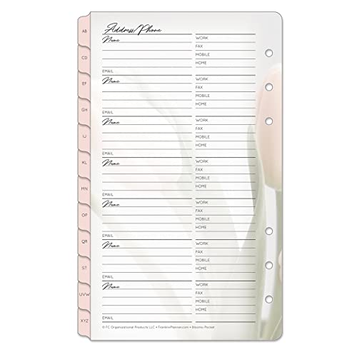 Franklincovey - Blooms Address/Phone Tabs - Expansion For Planners (Pocket, Pink/Green) #TOP1
