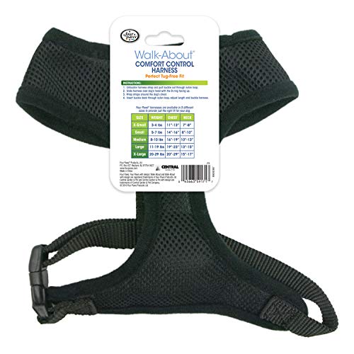 Image of Four Paws Walk-About Comfort Control No-Pull Harness for Dogs, Adjustable Soft Padded Breathable Air Mesh Dog Vest for Walking, Black, Large