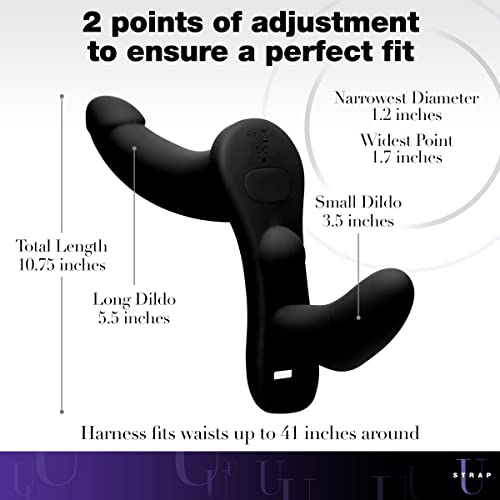 Double Take 10X Double Penetration Vibrating Strap-On Harness - Black #TOP3