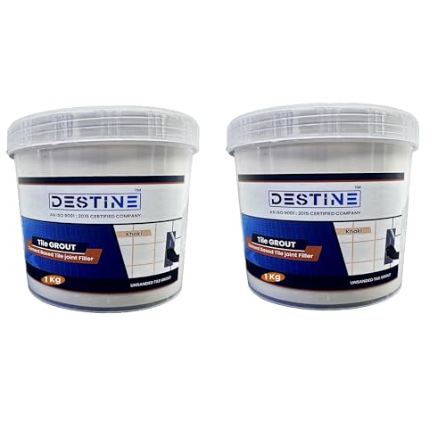 Image of DESTINE READY-TO-MIX inchTILE GROUT inch (16 COLOURS) (ALL PACKS: 100 Gm,250 Gm,400 Gm,800 Gm,1 Kg), Waterproof, Cement Based Tile Joint Filler, Crack Filler, Tiles Gap Filler (2 Kg, Khaki)