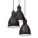 Produktbild EGLO Pendellampe Priddy 1, 3 flammige Vintage Pendelleuchte im Industrial Design, Retro Hängelampe aus Stahl, Farbe: Kupfer antik, Fassung: E27