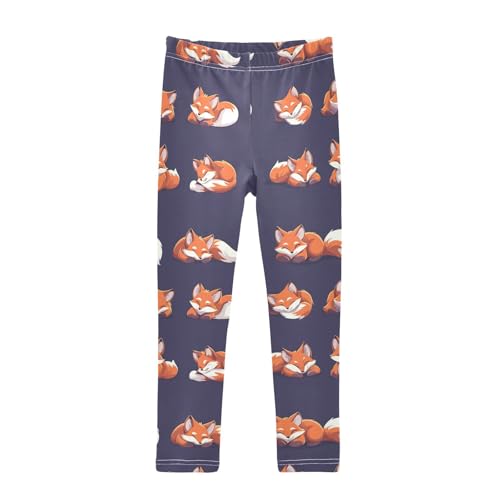 ZZKKO Girls Leggings Cartoon Foxes Toddler Girls Clothes Leggings for Girls Toddler Girls Leggings 3-4T