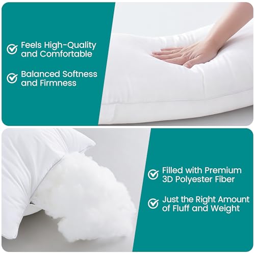 Image of Oubonun 12 inchx20 inch Throw Pillow Insert - Plush and Supportive Decorative Cushion with 100% Cotton Cover, for Couch, Sofa, Bed, Chair - Pack of 1