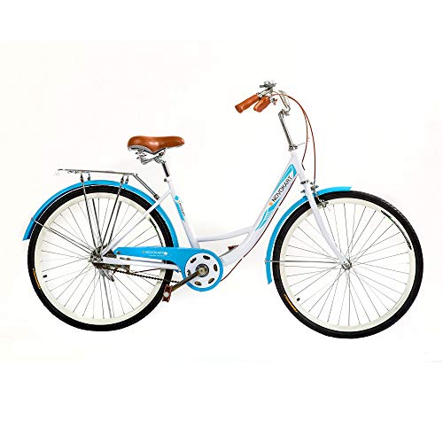 Novokart - Bicicleta clásica de Ciudad, 24 Pulgadas, Azul, para Adulto, Unisex