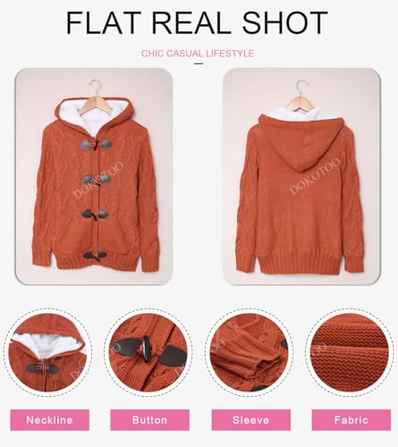 Image of Dokotoo Women's Sweaters Winter Hooded Cardigans Button Up Cable Knit Coats Jackets Outerwear with Pockets
