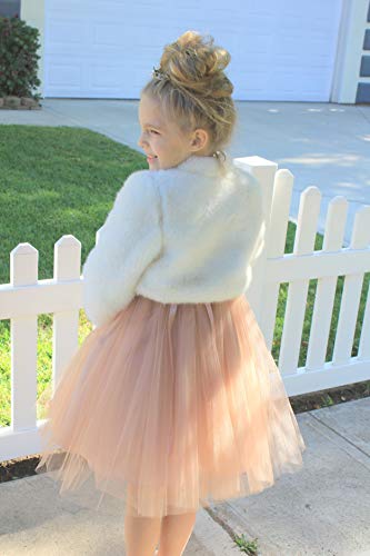 Image of ekidsbridal Faux Fur Cape Princess Flower Girl Jacket Cozy Cover-Up Coat
