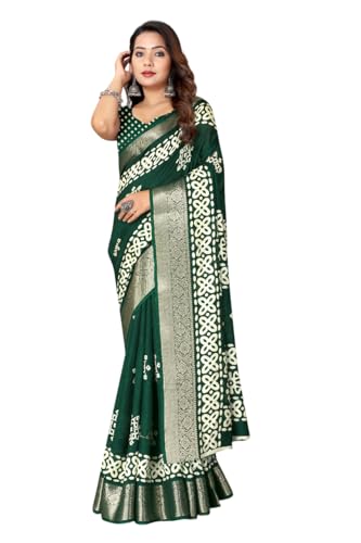 Image of Dola Silk Saree with Blouse Piece Intricate White Art Print and Zari Border | Perfect for Festive Occasions | Dola Silk | Silk Saree | Cotton Silk Saree | Silk Saree Collection.