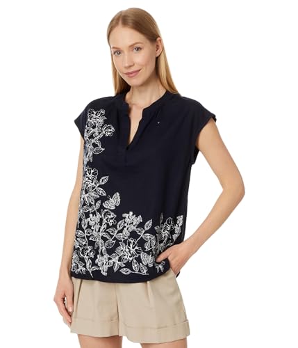 Tommy Hilfiger Womens Paisley Peplum Blouse