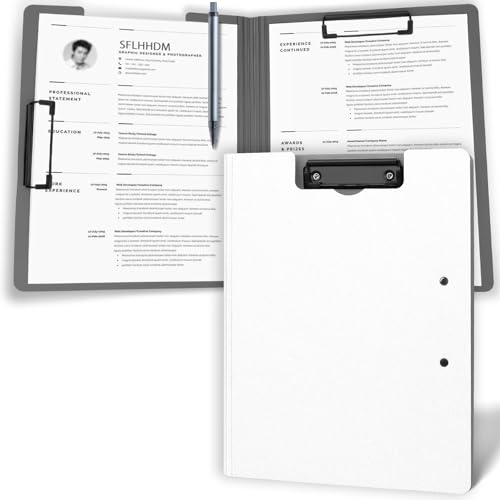 SFLHHDM クリップボード A4 バインダー 折りたたみ, 薄型 書類フォルダー, a4 クリップホルダー 発泡 2つ折り, ファイル管理 便利, 両面 縦 横 筆記面ボード おしゃれ 会議パッド 書類保護, 家庭 オフィス 仕事用 (白-1枚, ダブ