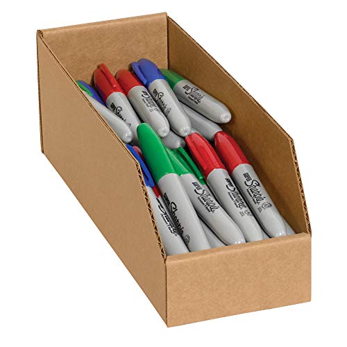 Image of Boxes Fast BFBINMT412K Open Top Bin Boxes, 4 inch x 12 inch x 4 1 /2 inch, Kraft (Pack of 50)