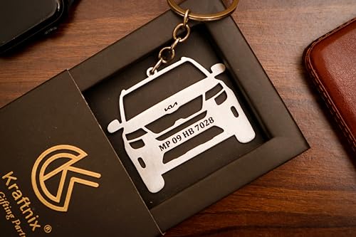Image of Customizable Metal Car Model Keychain Compatible with Kia Seltos | Premium Metallic Key Ring for Men & Women | Stylish Key Holder Gift for Car Lovers | Durable Lightweight Keychain for Car