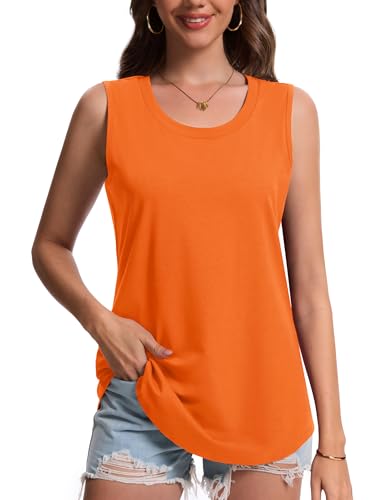 YUCOLEN Women's Tank Tops Summer UPF 50+ Sun Protection Scoop Neck Curved Hem Casual Sleeveless Tops