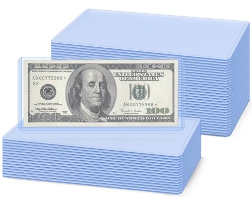 30 Pack Hard Plastic Clear Money Holders Dollar Bill Holders Money Top-Load Sleeves 6.85 × 2.91 Inches Currency Holder for Bills, Collectors