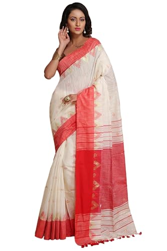 WoodenTant Women's Woven Handloom Pure Cotton Silk Saree with Sol...