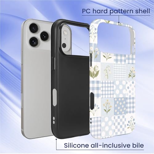 Coque iPhone 17 Pro fleur bleue hybride antichoc de qualité militaire - 3