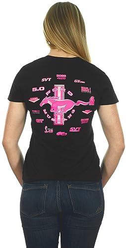 Image of JH Design Women's Ford Mustang T-Shirt's in 3 Styles Short Sleeve Crew Neck Shirts
