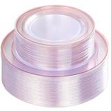 96 Pieces Clear Plastic Plates, Elegant Rose Gold Plates Includes: 48 Dinner Plates 10.25 