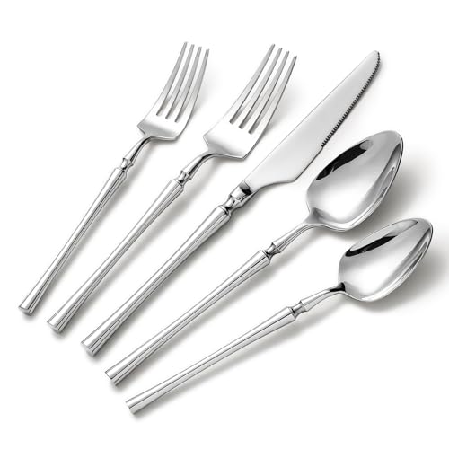 Lazycorner Silverware Set 20 Pcs Flatware Set,18/10 Stainless Steel Utensils Set Forks and Spoons