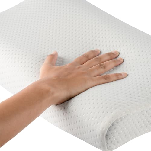 Image of Wakefit Shape-Sensing Contour Pillow | Memory Foam with Shape-Adaptive Support | Neck & Shoulder Pain Relief | White| 19.5 x 11.5 x 4 inch | Set of 2