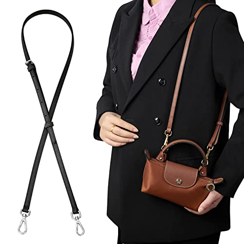 Image of Chispee Leather Replacement Strap Handles Purses Straps Shoulder Bag Crossbody Handbag Strap Buckles DIY Bags Accessory(strap black)