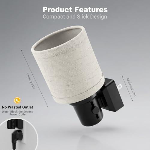 Image of JandCase Night Lights Plug into Wall, 2 Pack Linen Fabric Vintage Nightlight, 0-100LM Dimmable Farmhouse Decorative Nightlights with Dusk to Dawn Sensor, for Bedroom Living Room Hallway