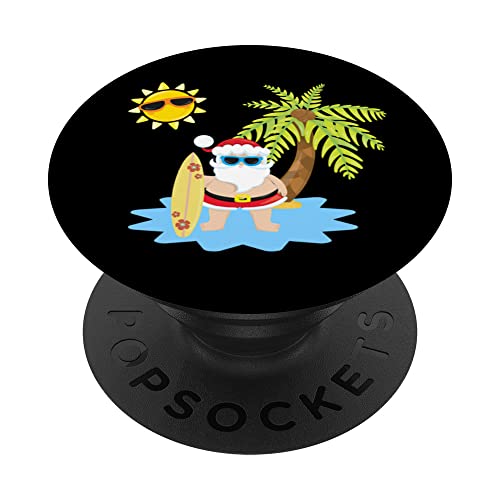 Divertido Tropical Verano Santa Cláusula Navidad Navidad Hawaiano PopSockets PopGrip Intercambiable Cover
