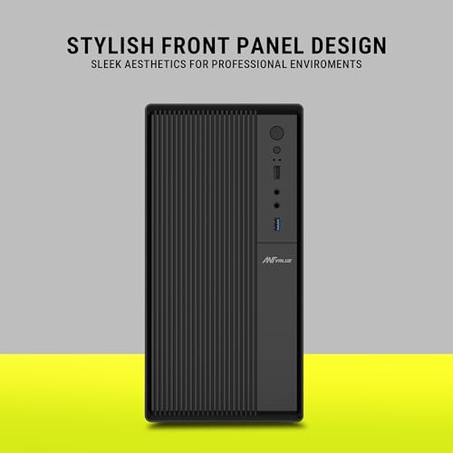Image of Ant Value VM3P Mid Tower PC Cabinet with ECO500 SMPS | Micro ATX & Mini ITX Support | Built-in 2 USB Ports | Office /Desktop Computer Case | Black
