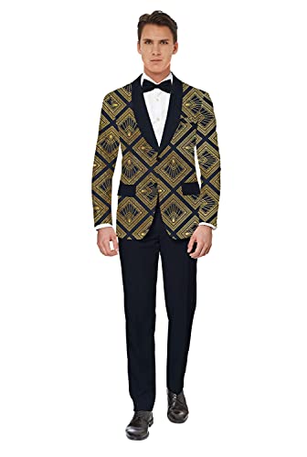 SUITMEISTER Traje de Navidad para hombre - Fancy 1920's Print Outfit Slim Fit - Azul marino, dorado - XL Cover