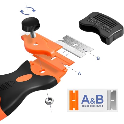Image of Razor Glue Remover Silicone Caulking Tool - Caulk Remover & Scraper | Bathroom, Kitchen, Sink, Window & Tile | Removing Stikers, Labels (Razor Glue Remover)