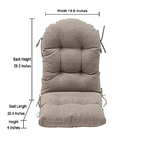 Image of QILLOWAY Outdoor High Back Chair Cushion for Adirondack, All Weather Rocking Chair Cushions Thick Padded Replacement for Patio Furniture Set of 4,Tan, Grey