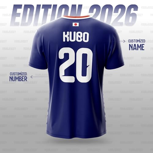Image of YOURJERSEY Football World Cup 2026 Football Jersey All Team Jersey Custom Name & Number Print | Fan Personalised T-Shirt Sizes for Kids 2Y to Adults 4XL