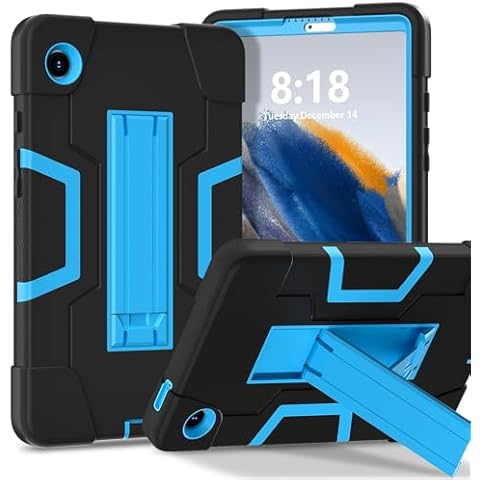 Bingcok Case for Galaxy Tab A9 8.7 Case Kids, Heavy Duty Rugged Full-Body Hybrid Shockproof Drop Protection Cover Samsung Galaxy Tab A9 8.7 Inch 2023 Model SM-X110 / SM- X115 (1-Black+Blue) Cover