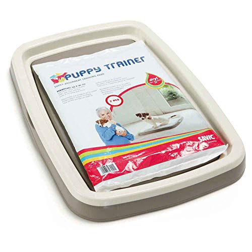 Savic Puppy Trainer Hundetoilette für Welpen, Starter-Set, Toilette mit 7 Pads, Größe M, 46,5 x 35 x 4 cm