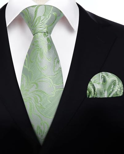 Image of HISDERN Ties for Men Paisley Floral Tie Handkerchief Classic Woven Business Formal Necktie and Pocket Square Set Wedding