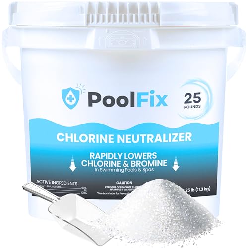 PoolFix Chlorine Remover & Neutralizer - Fast Acting Chlorine Reducer for Swimming Pools & Spas - Sodium Thiosulfate Formula - Lowers Sanitizer Levels Quickly for Safe Water (25 Pounds)