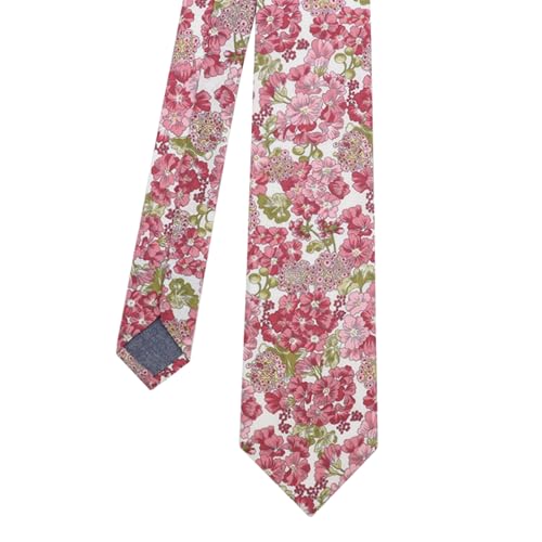Image of Cotton Floral Ties for Men 2.76 inch Men's Skinny Tie Linen Flower Printed Neck Tie for Wedding Dating Party