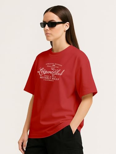 Image of Women's Printed Oversized T-Shirt with Half Sleeves and Round Neck, Soft Spun Fabric for Casual Wear (Size - S-2XL)