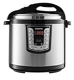 Gourmia GPC1000 Smart Pot Electric Digital Multifunction Pressure Cooker, 13 Programmable Cooking Modes, 10 Quart Stainless Steel, with Steam Rack, 1400 Watts- Includes Free Recipe Book - 110V