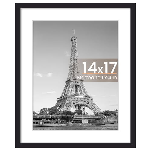 Image of upsimples 14x17 Picture Frame, Display Pictures 11x14 with Mat or 14 x 17 Without, Wall Hanging Diploma Frames, Black, 1 Pack